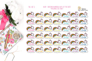 1838P -  UNICORN RAINBOWS -DAYS OF THE WEEK (INSTANT DOWNLOAD)