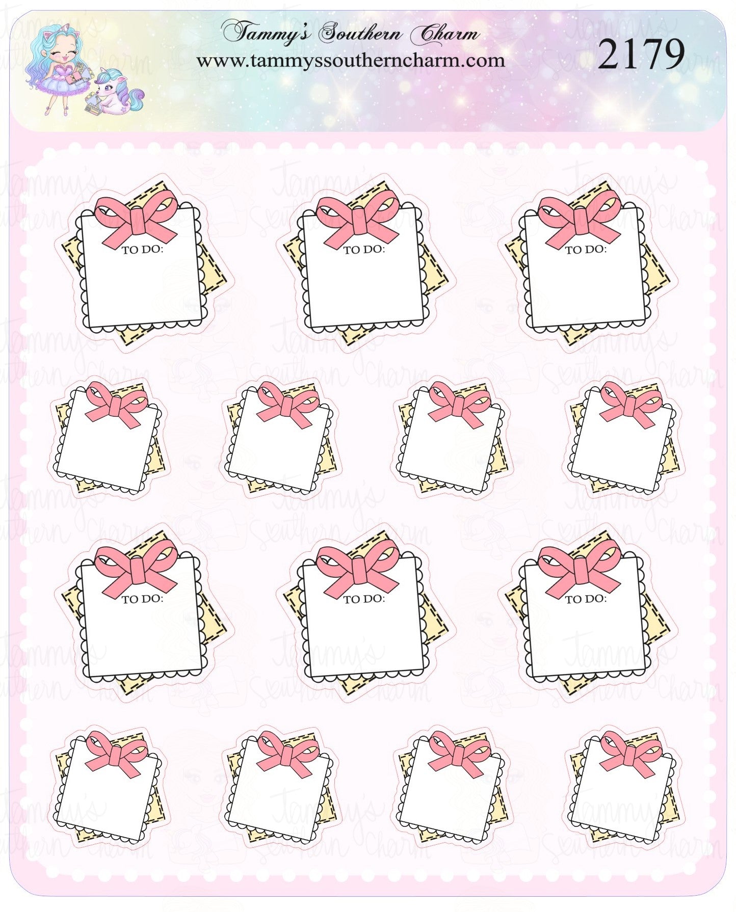 2179 - PINK BOW STICKY NOTES