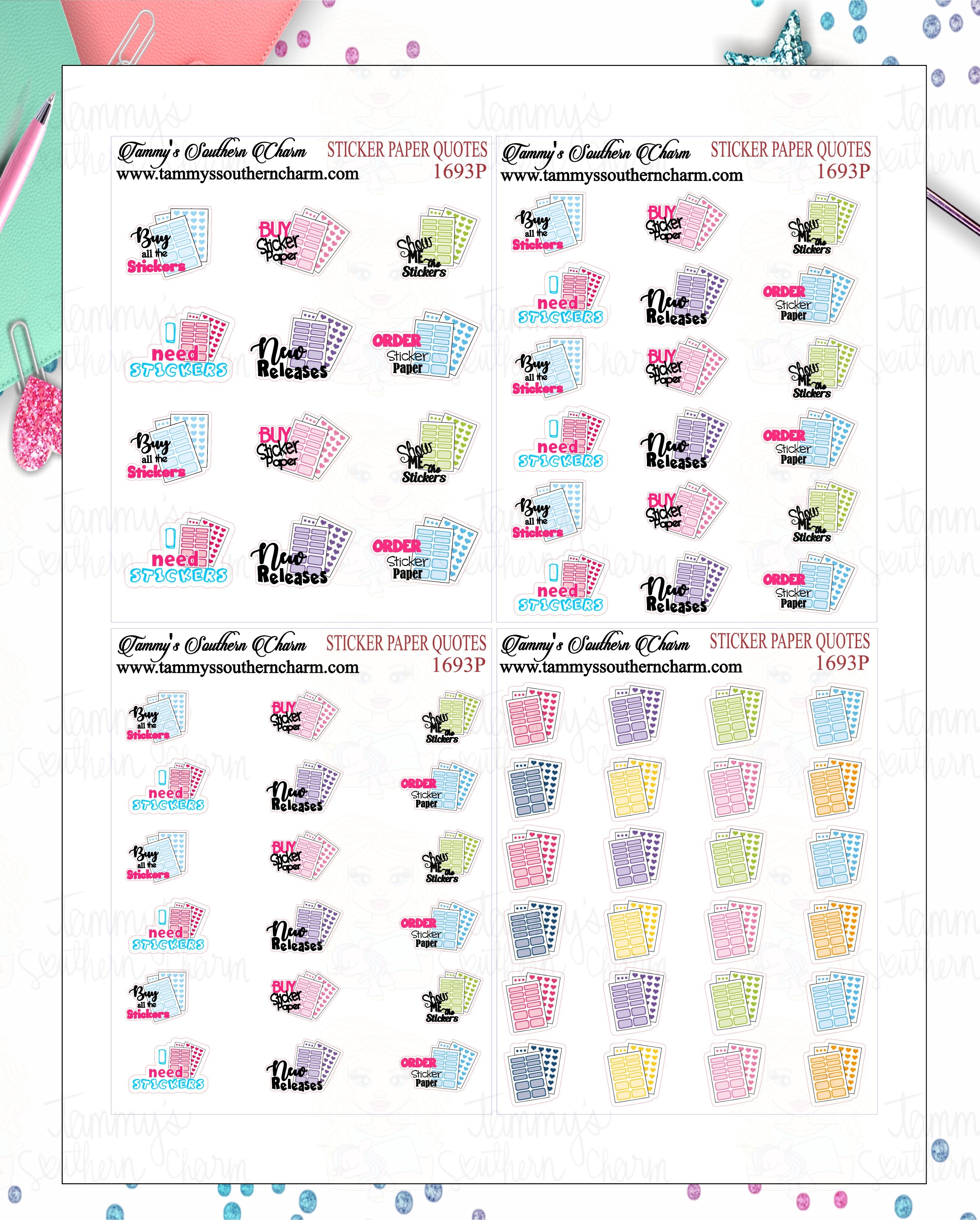1693P - STICKER PAPER QUOTES - MINI SHEETS (INSTANT DOWNLOAD)