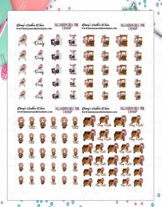 1890.2P - FALL FASHION GIRLS - PINK HAIR - MINI SHEETS (INSTANT DOWNLOAD)