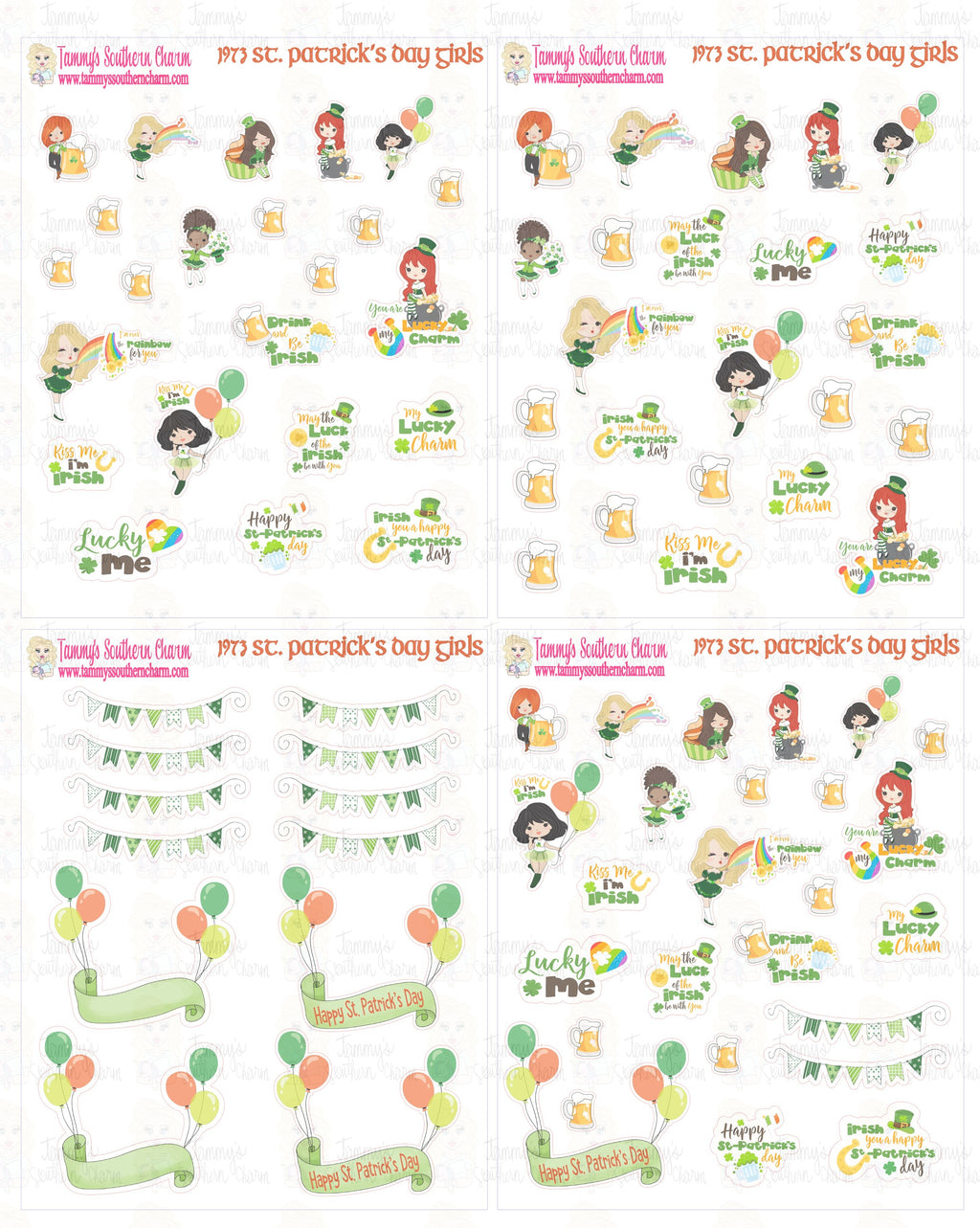 1974P - ST. PATRICK'S DAY GIRLS - MINI SHEETS (INSTANT DOWNLOAD)