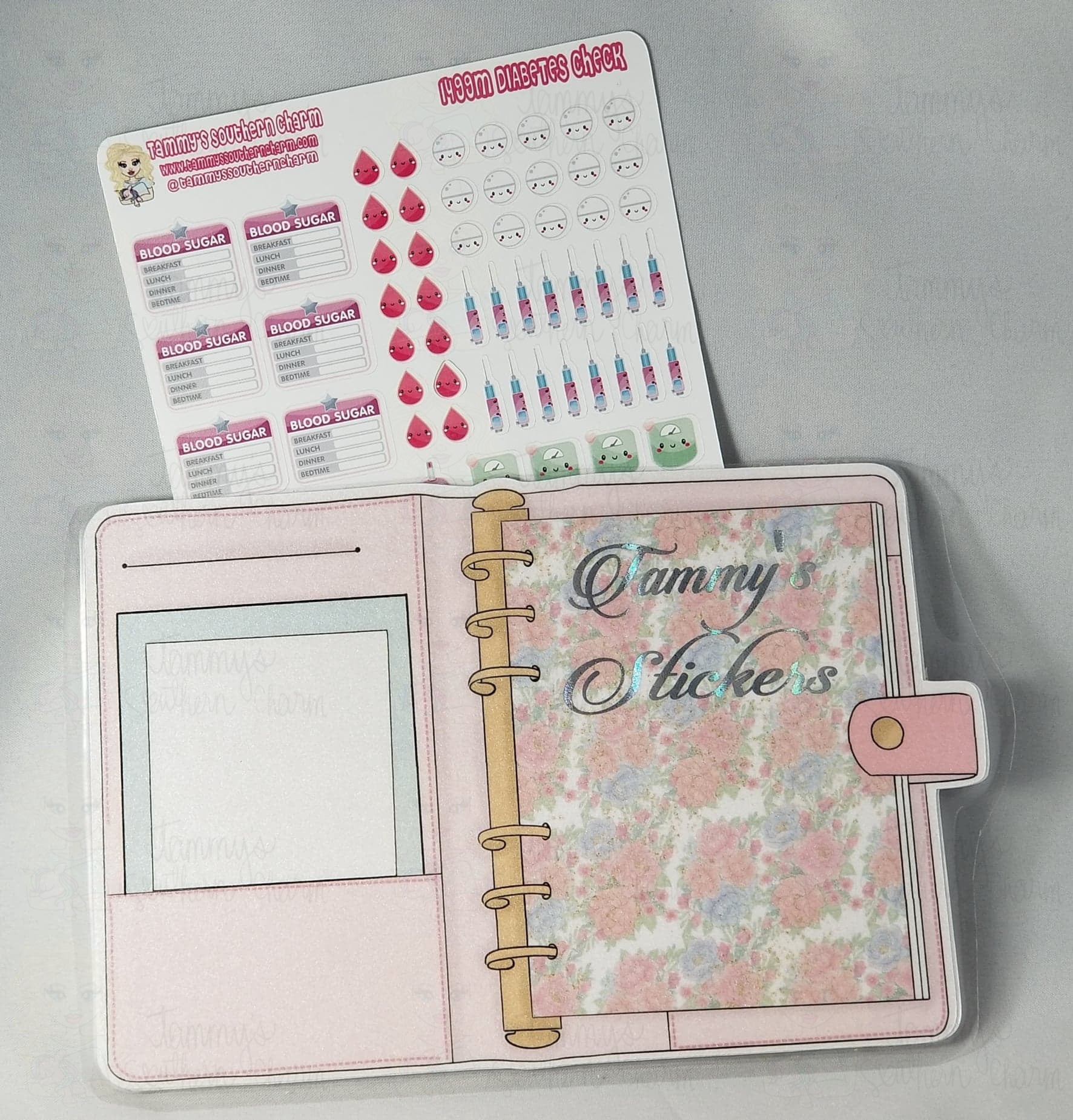 1962P - PINK FLORAL PLANNER - STICKER POUCH - SMALL (INSTANT DOWNLOAD)