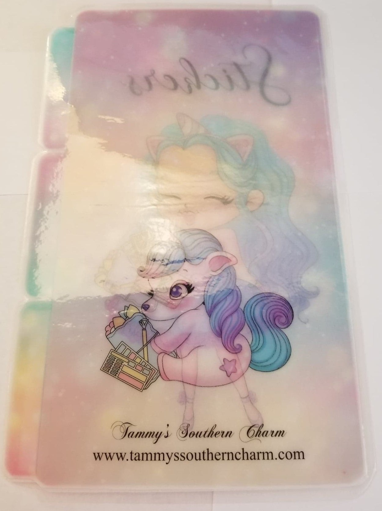 2137 - LAMINATED VELLUM POUCH - TSC WITH UNICORN GIRL - STICKER POUCH (LARGE)