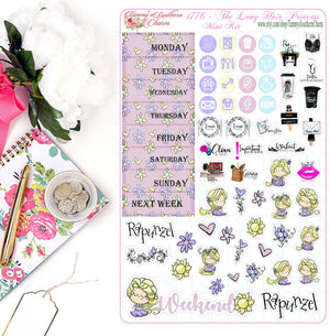 1776 LONG HAIR PRINCESS - Stickers, Planner Stickers, Traveler's nb stickers, Planner Layout, Princess Stickers, Princess Layouts